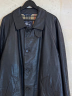 Vntg Burberry Leather Jacket (XL)