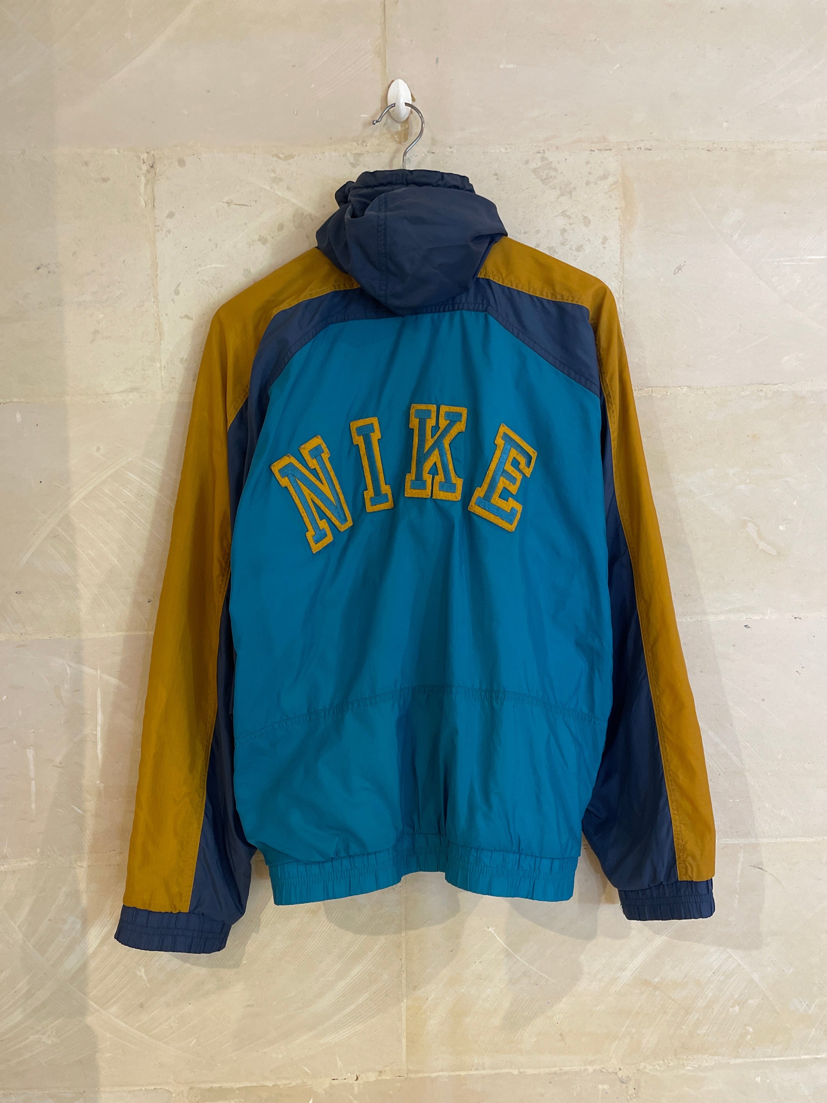 Vntg Nike Windbreaker Dark Green/Gold Jacket (Small)