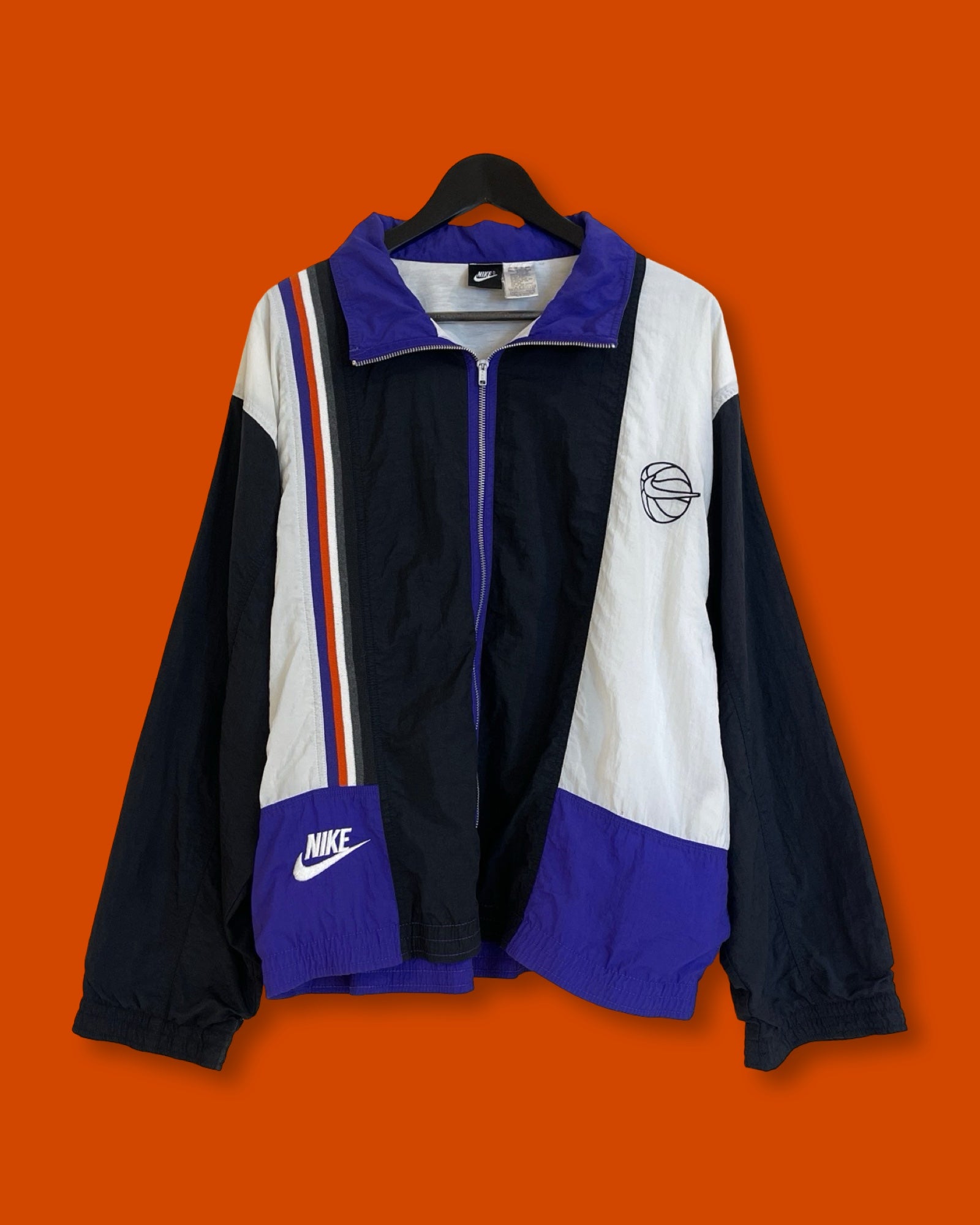Nike Windbreaker Black, White & Purple (Large)