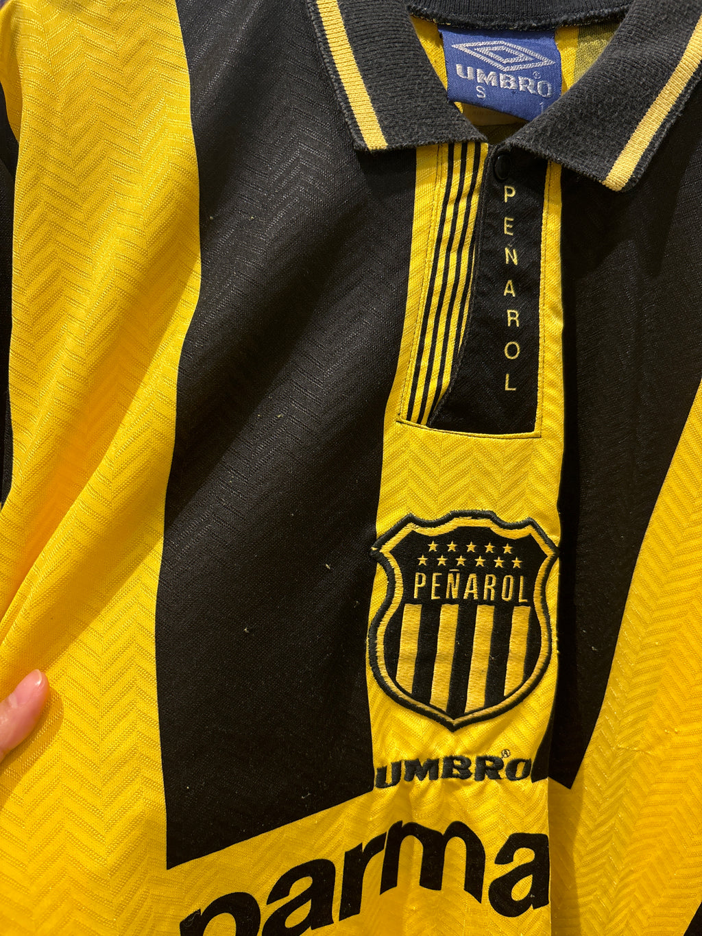 Vntg 1999-97 Peñarol Home Shirt With Parmalat Sponsor (Small)
