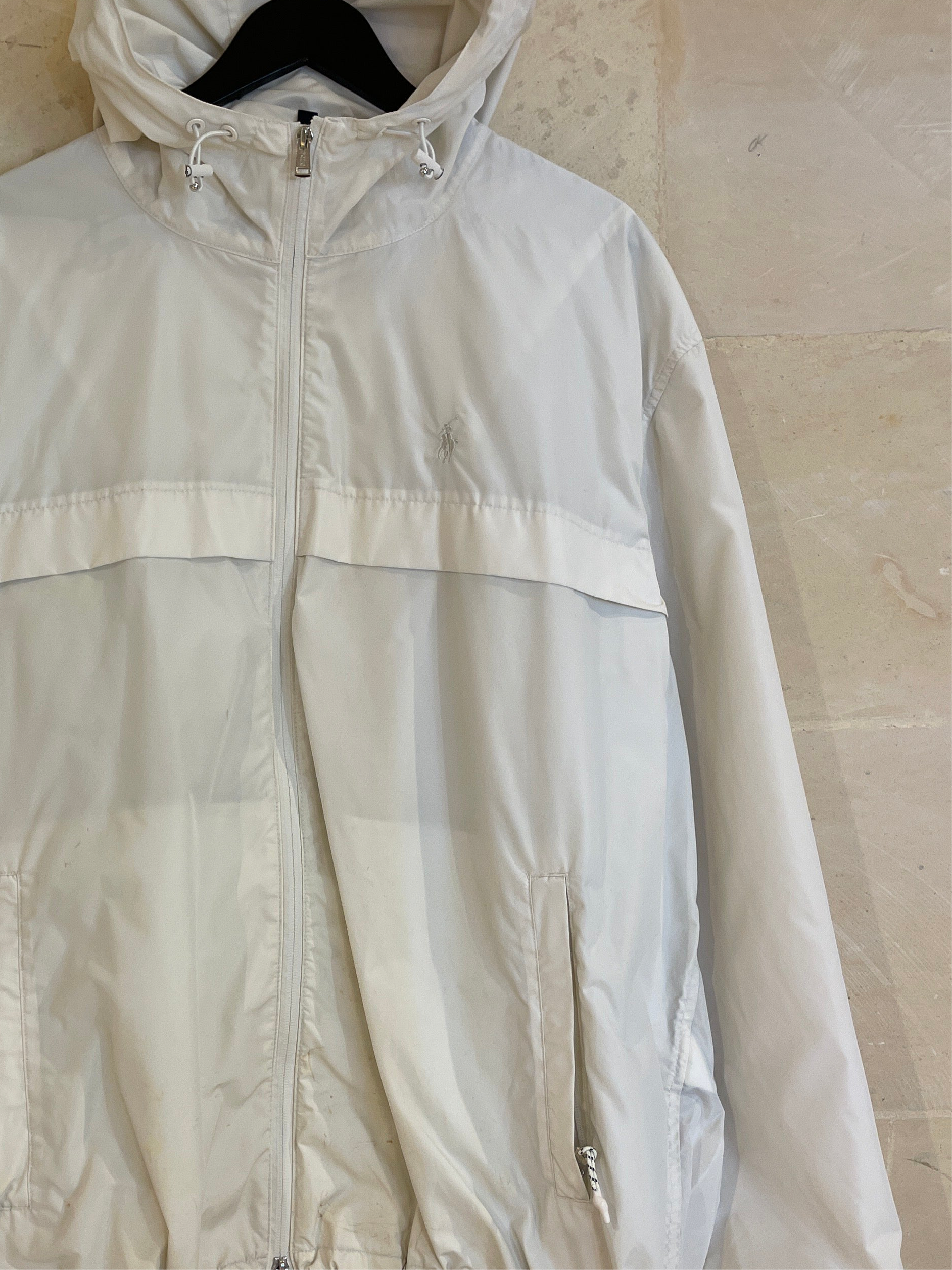 Polo Ralph Lauren White Windbreaker Hoodie Jacket (XXL)