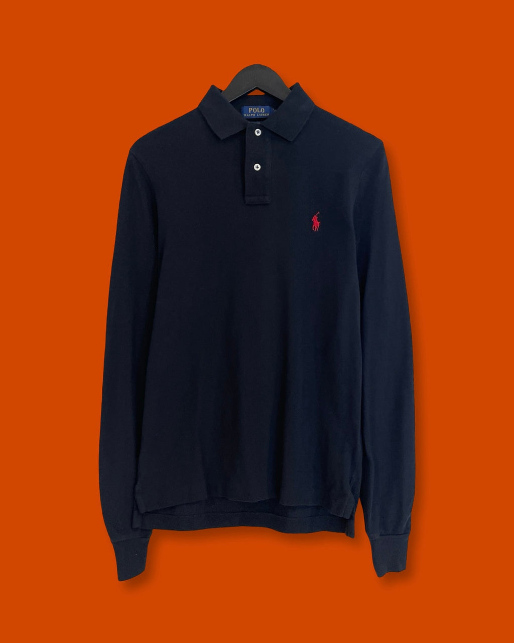 Ralph Lauren Navy Polo LS (Fits Small)