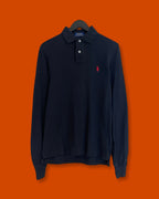 Ralph Lauren Navy Polo LS (Fits Small)