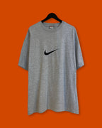 Vntg Nike Big Center Swoosh Gray Tee (XL)/SS
