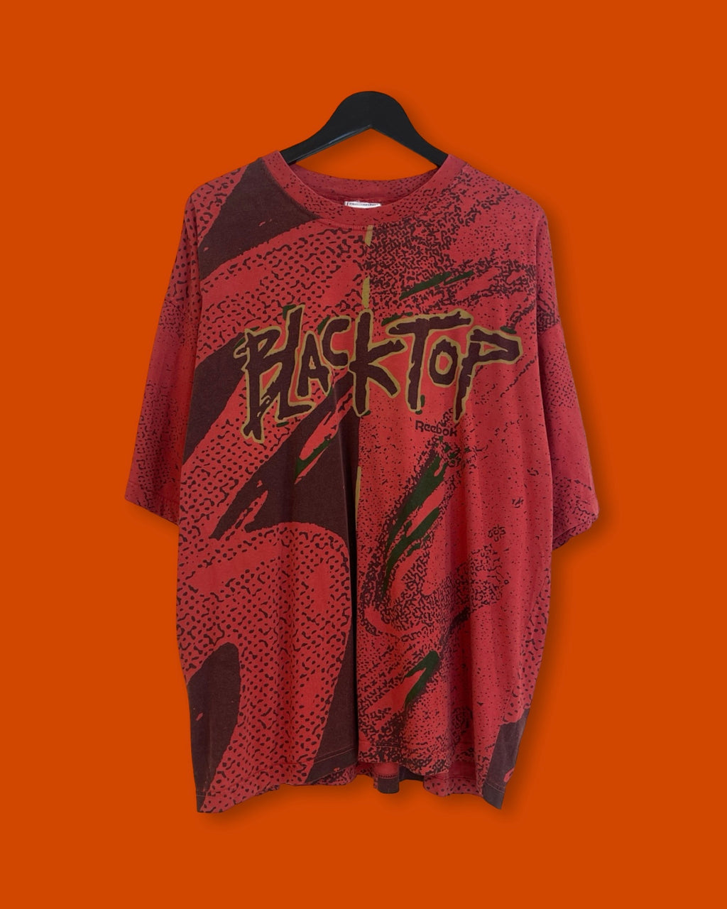 Vntg Black Top Reebok AOP Tee (Large)