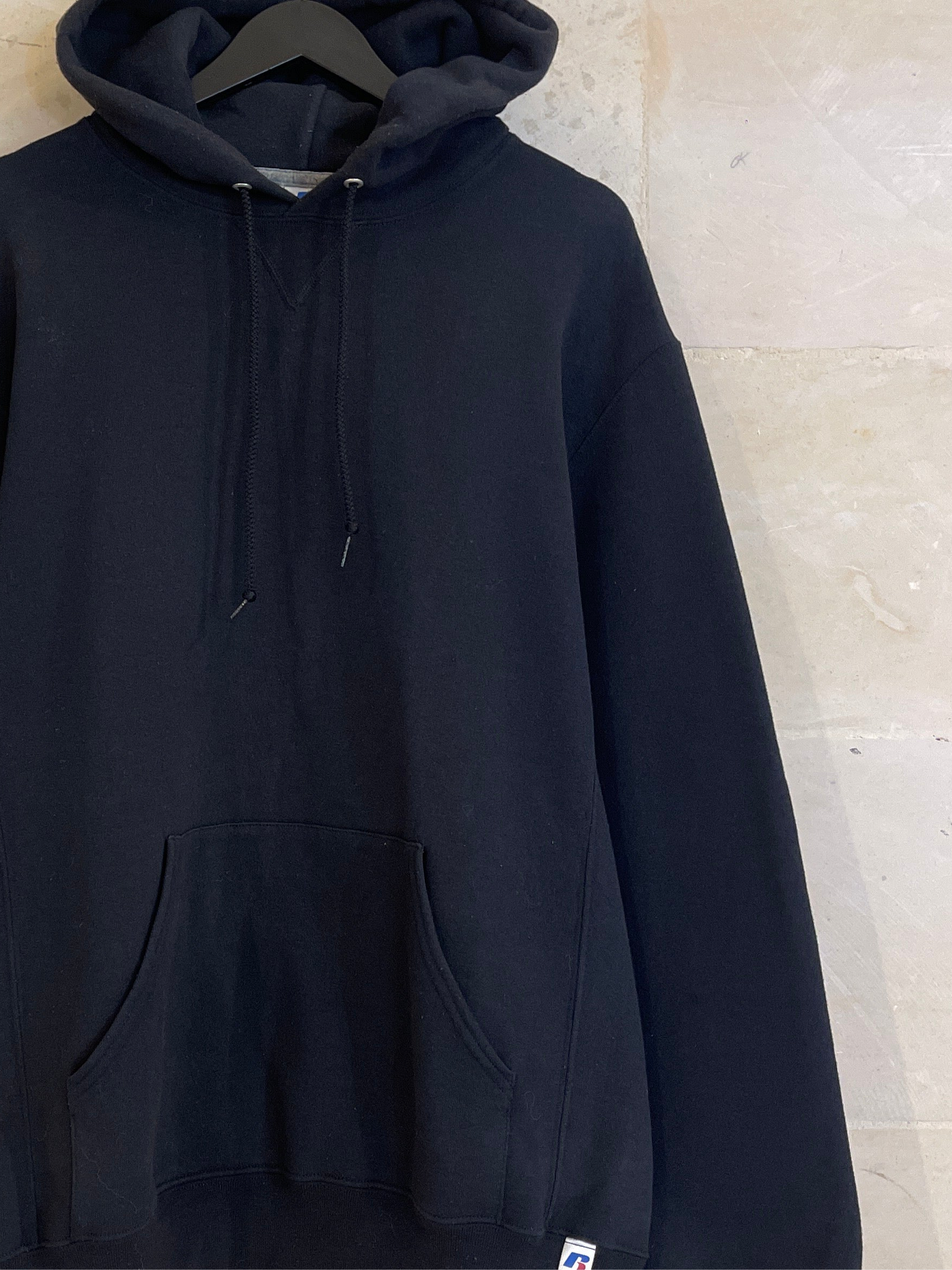 Vntg Russell Athletic Black Hoodie Jacket (Large)