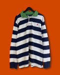 Vntg Ralph Lauren Rugby LS Polo Strip (XXL)*