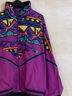 Vntg BRUGI Multi Color Windbreaker Jacket (Fits Medium)