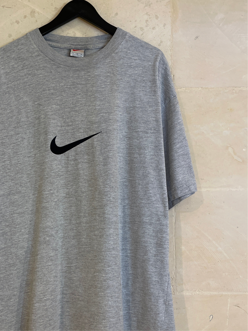 Vntg Nike Big Center Swoosh Gray Tee (XL)/SS