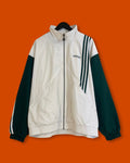 Vntg Adidas White-Green Windbreaker Jacket (Fits Large)