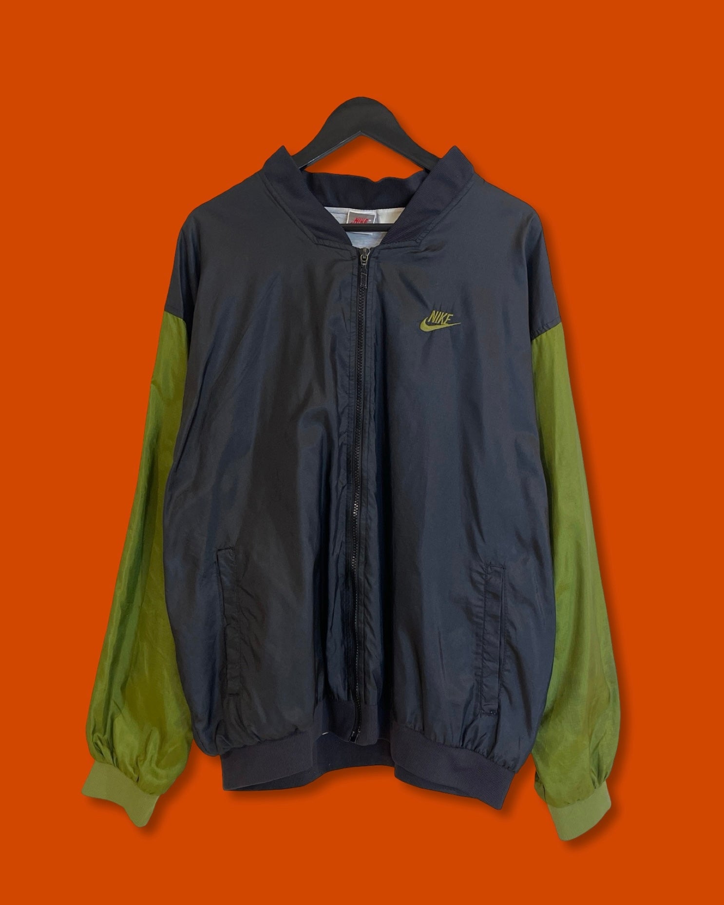 Vntg Nike Windbreaker Jacket Black/Green(Small)