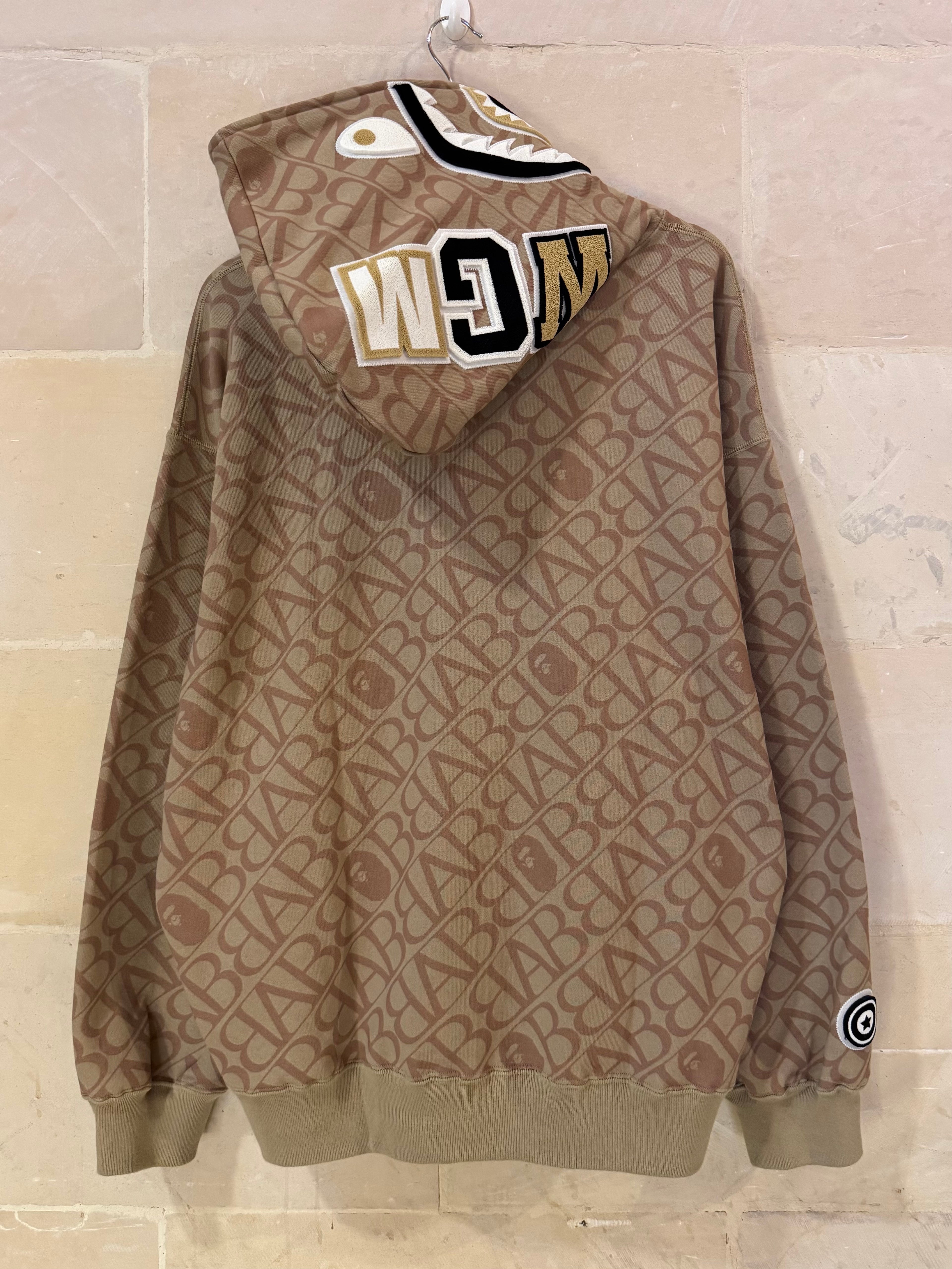 BAPE Album Monogram Shark Hoodie Beige (XL)  BRAND NEW/ Pull Out