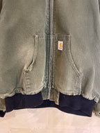 Vntg Carhartt Snta Fee Army Green Hoodie Jacket (XL)