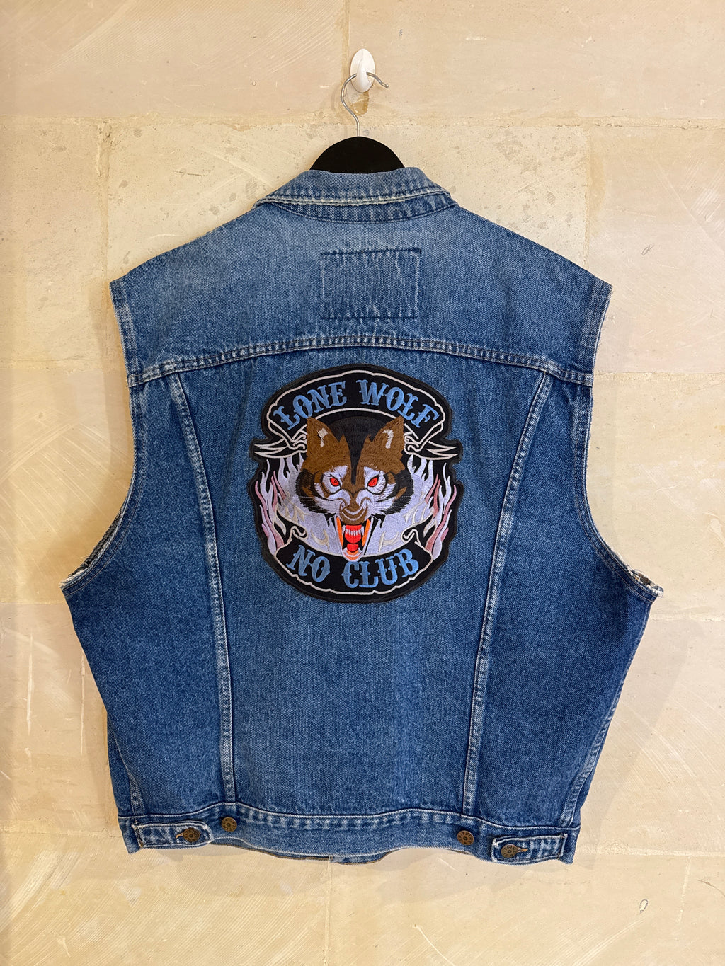 Spit Fire Lone Wolf No Club Jeans Vest (Large)