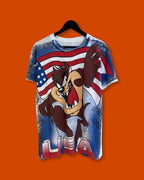 Vntg Taz USA Mega Print Tee (Fits Medium)