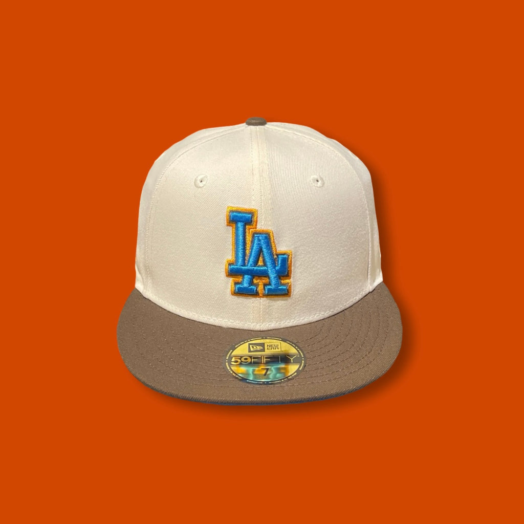 Brand New LA Dodgers Closed Cap Cream-Choco (Size 7)