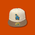 Brand New LA Dodgers Closed Cap Cream-Choco (Size 7)