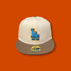 Brand New LA Dodgers Closed Cap Cream-Choco (Size 7)