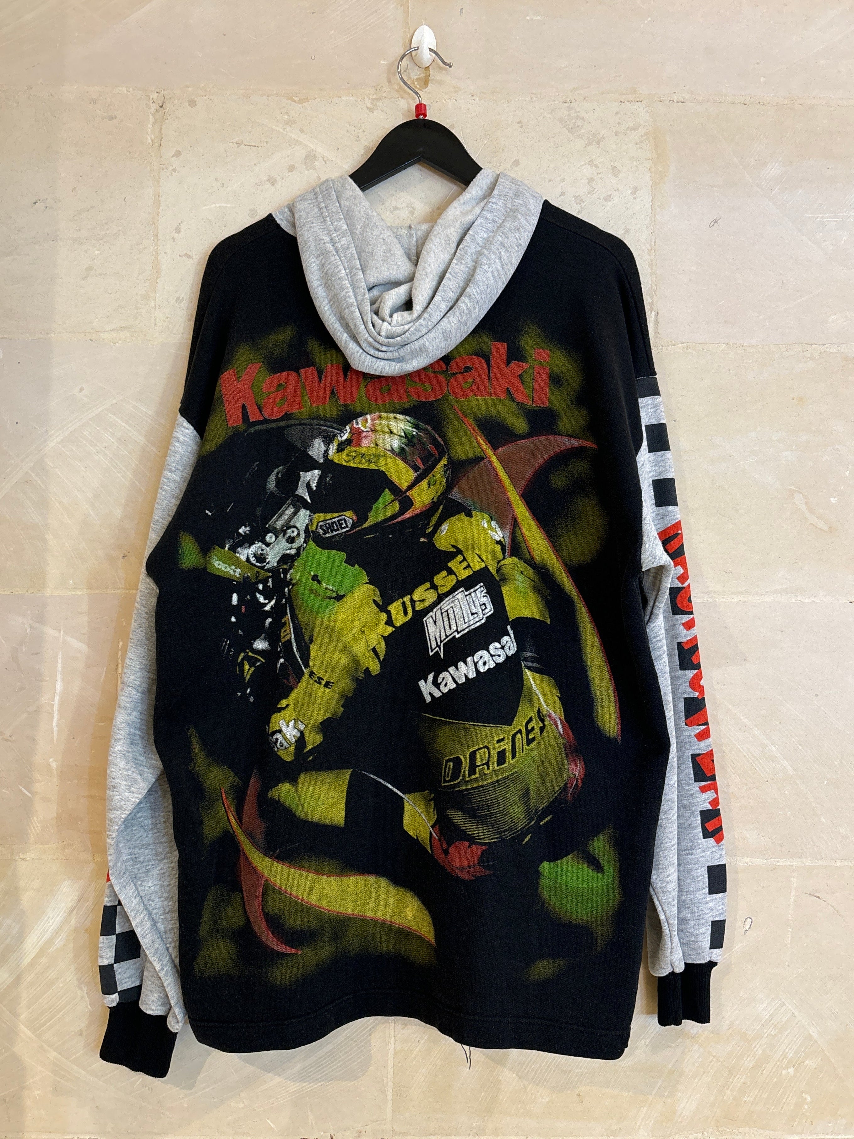 Vntg AOP Kawasaki Hoodie (XL)