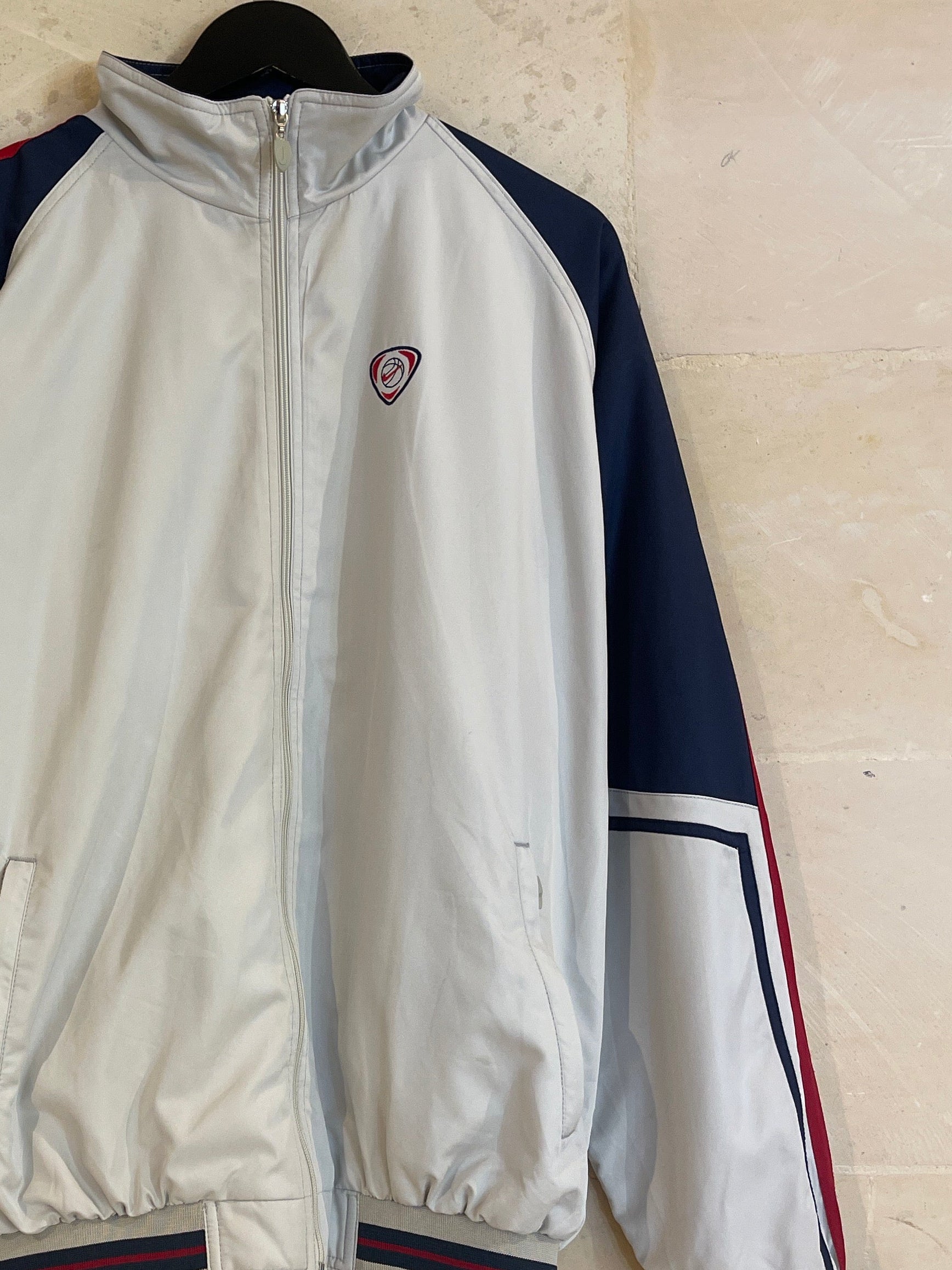 Vntg Nike Full Zip Windbreaker Gray Navy Jacket (Large)