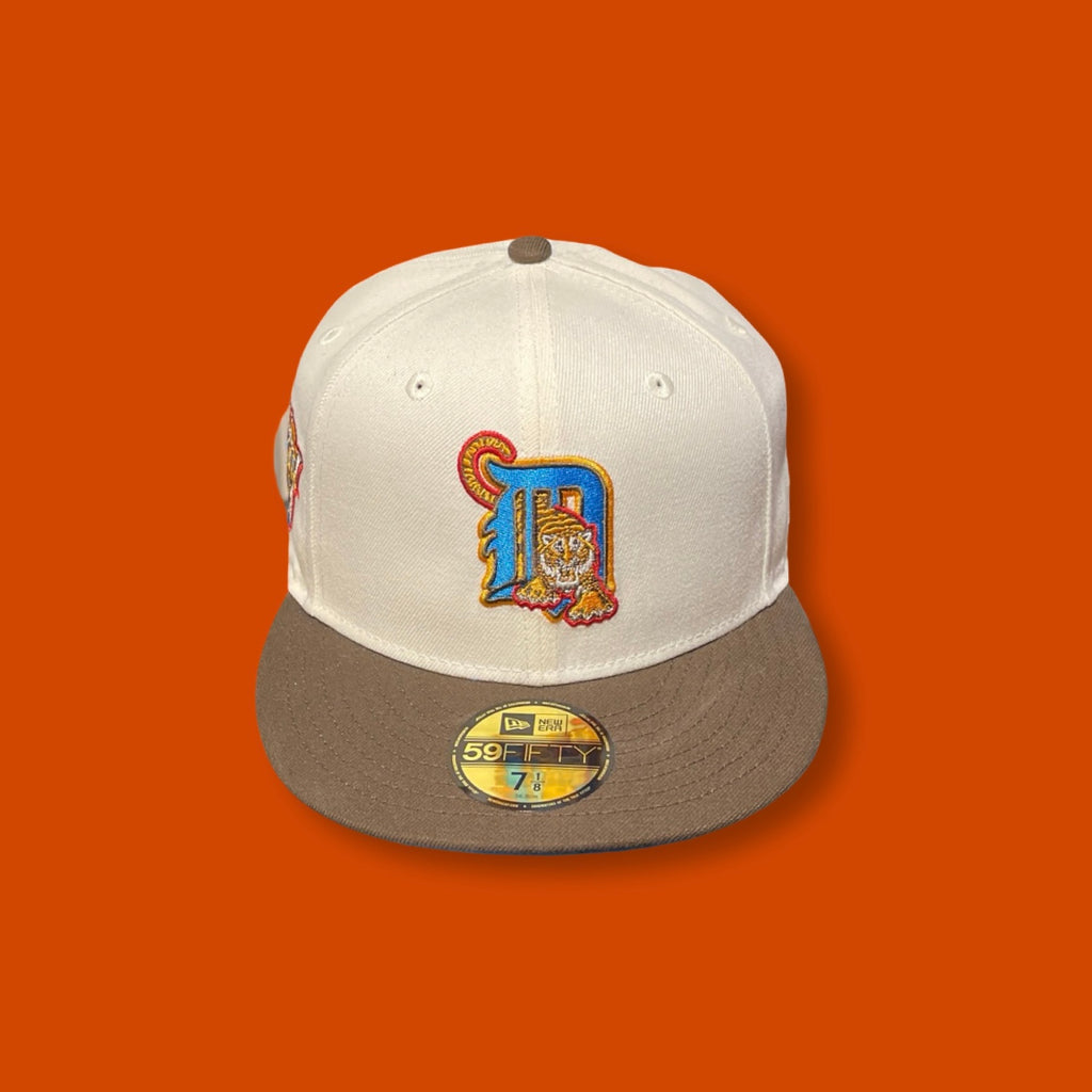 Brand New Detroit Tigers Closed Cap Cream-Choco (Size 7 1/8)