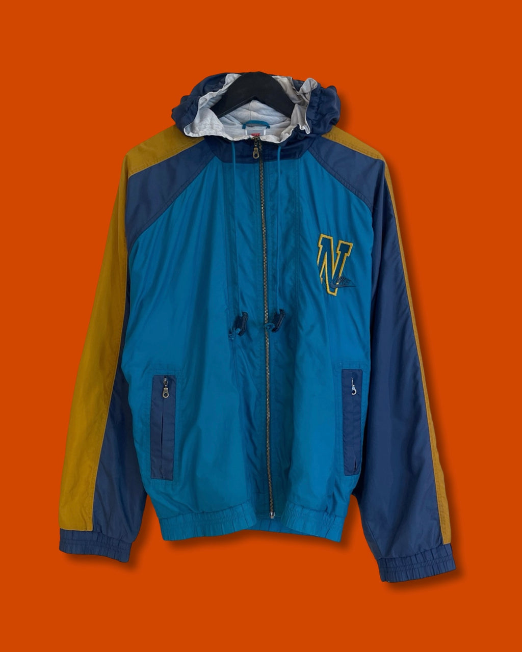 Vntg Nike Windbreaker Dark Green/Gold Jacket (Small)