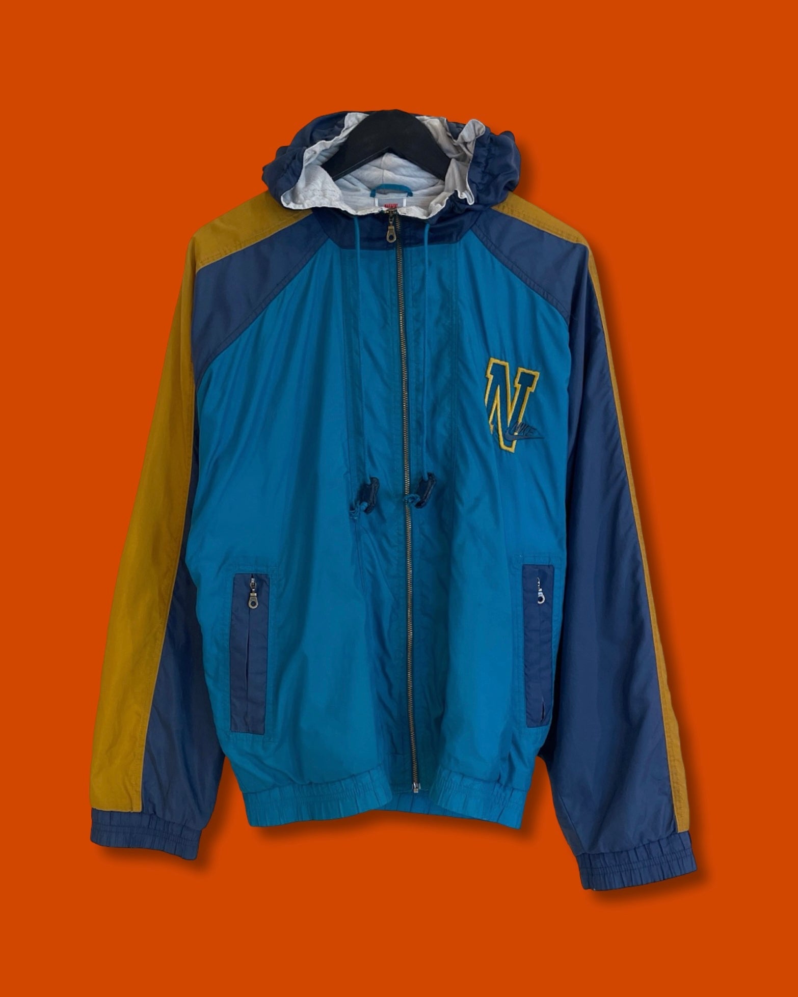 Vntg Nike Windbreaker Dark Green/Gold Jacket (Small)