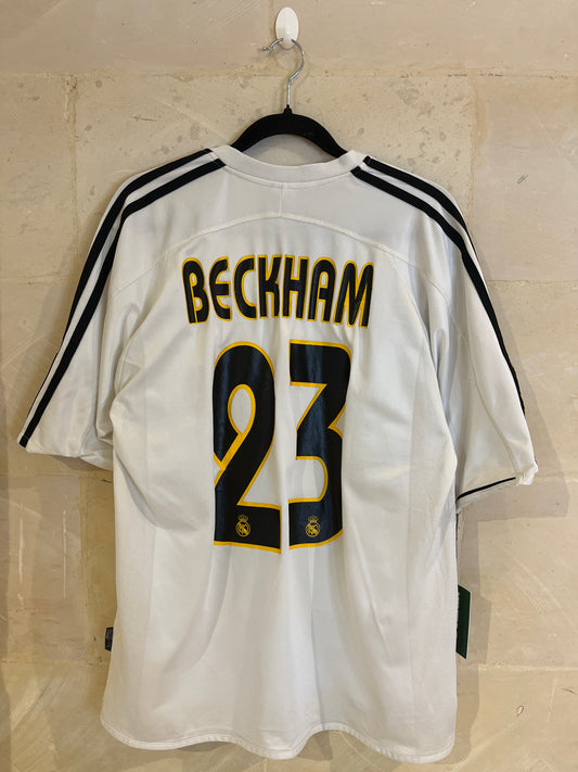 2003-04 Real Madrid Beckham Shirt (XXL) Faded Prints Shown in Photo