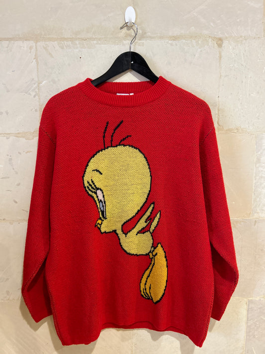 Vtg Tweety Bird Knitted Sweatshirt (Medium)