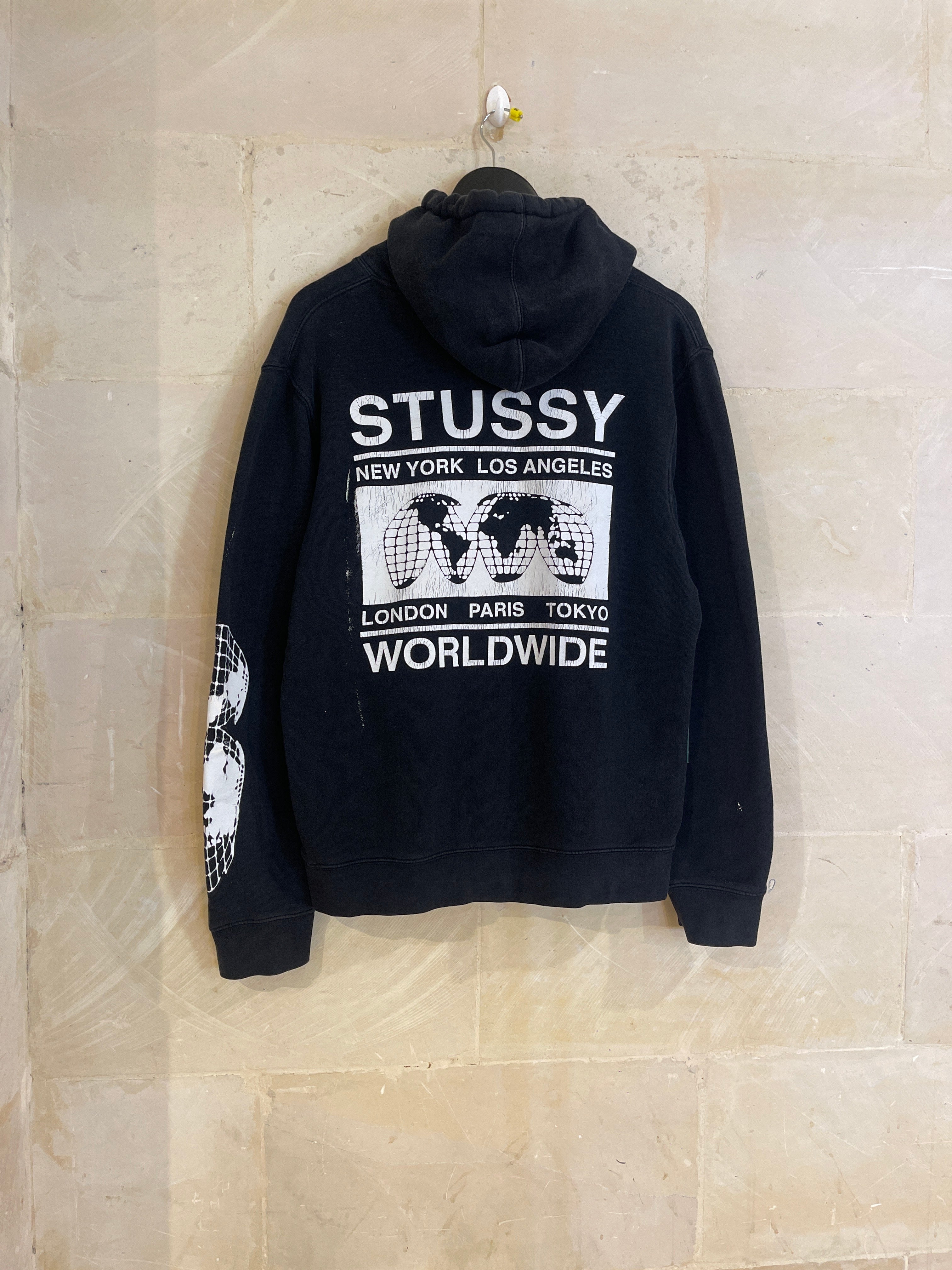 Stussy Black Worldwide Hoodie Jacket (Medium)*
