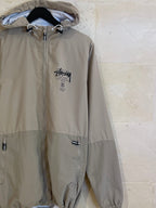 Stussy Windbreaker Brown Zip Hoodie Jacket (Small)