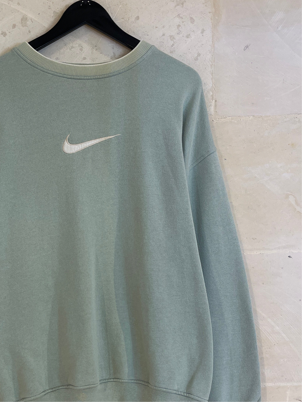 Vntg Nike Center Swoosh Lt.Green Sweatshirt (Large)*