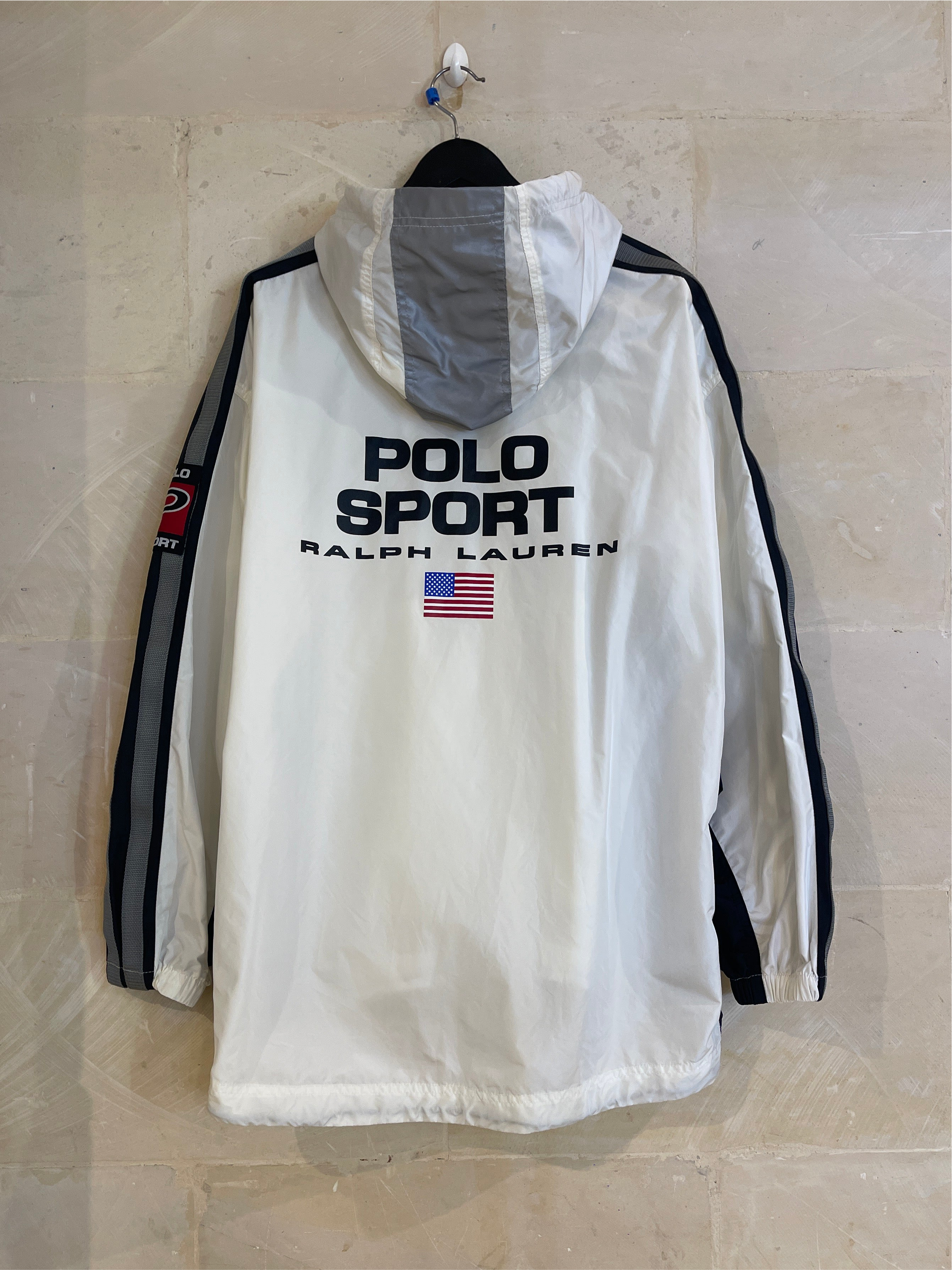 Vntg Polo Sport Hooded Windbreaker Jacket (Large)
