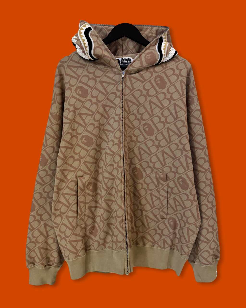 BAPE Album Monogram Shark Hoodie Beige (XL)  BRAND NEW/ Pull Out
