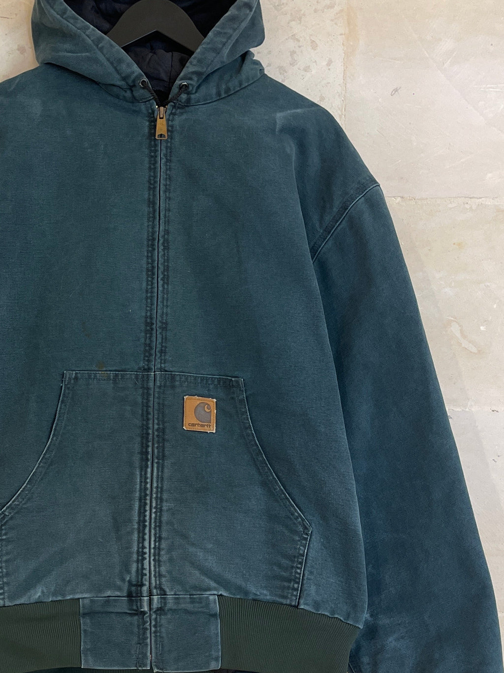Vntg Carhartt Snta. Fee Dark Green Hoodie Jacket (XL)
