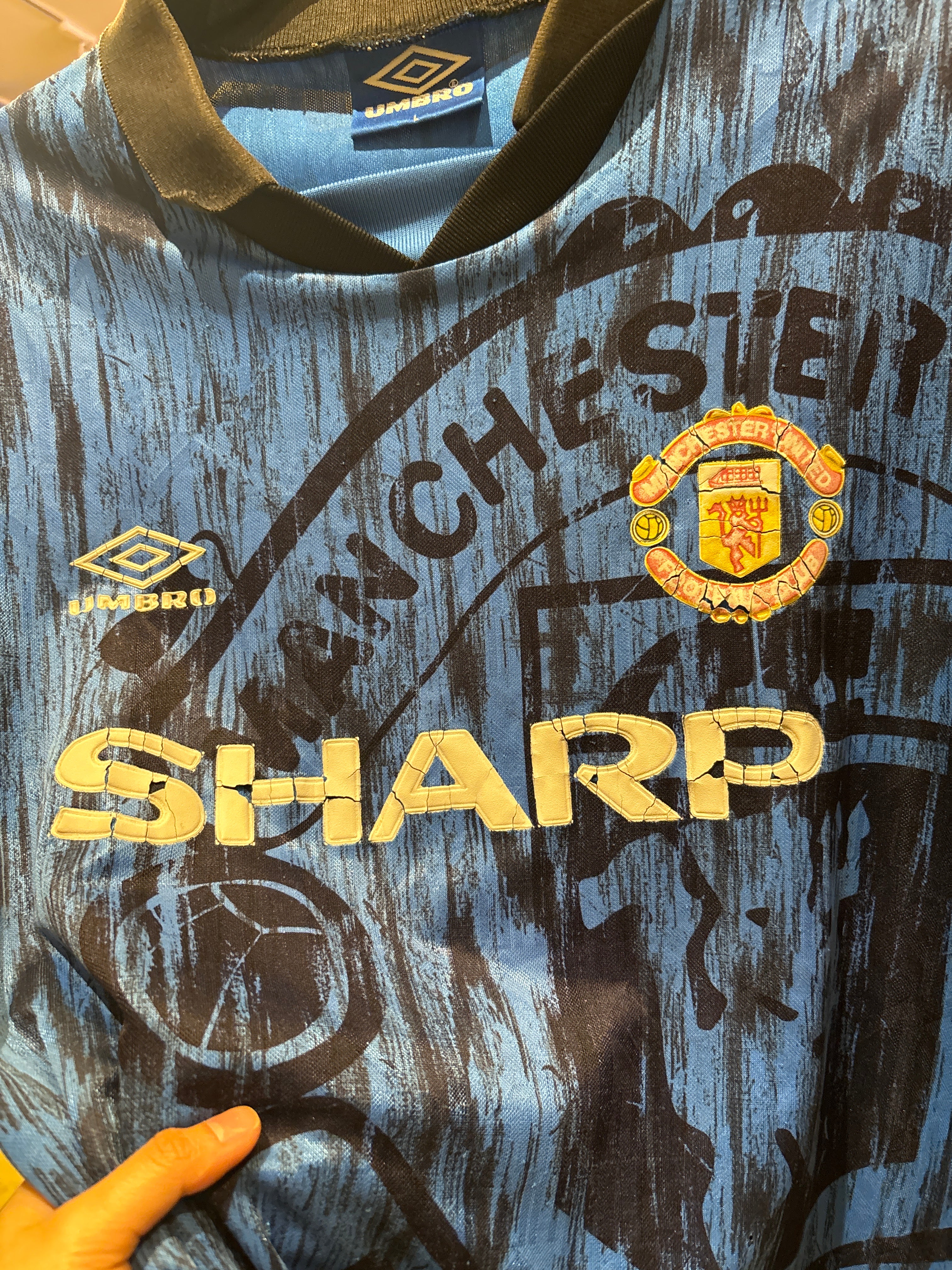 Vntg 1992-93 Manchester United Away Shirt (Large)