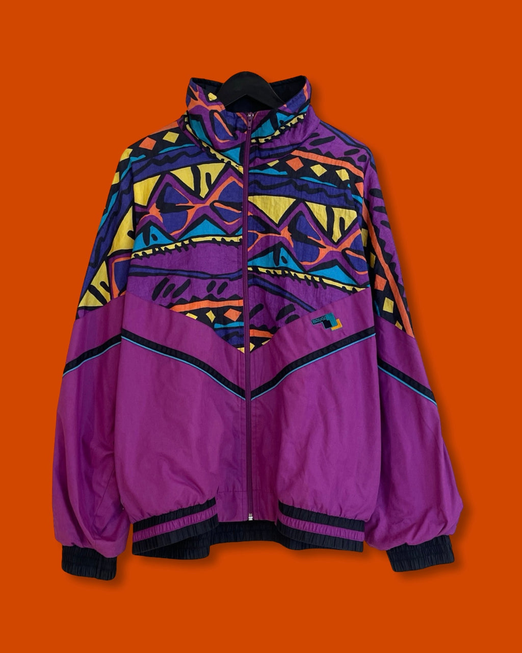 Vntg BRUGI Multi Color Windbreaker Jacket (Fits Medium)