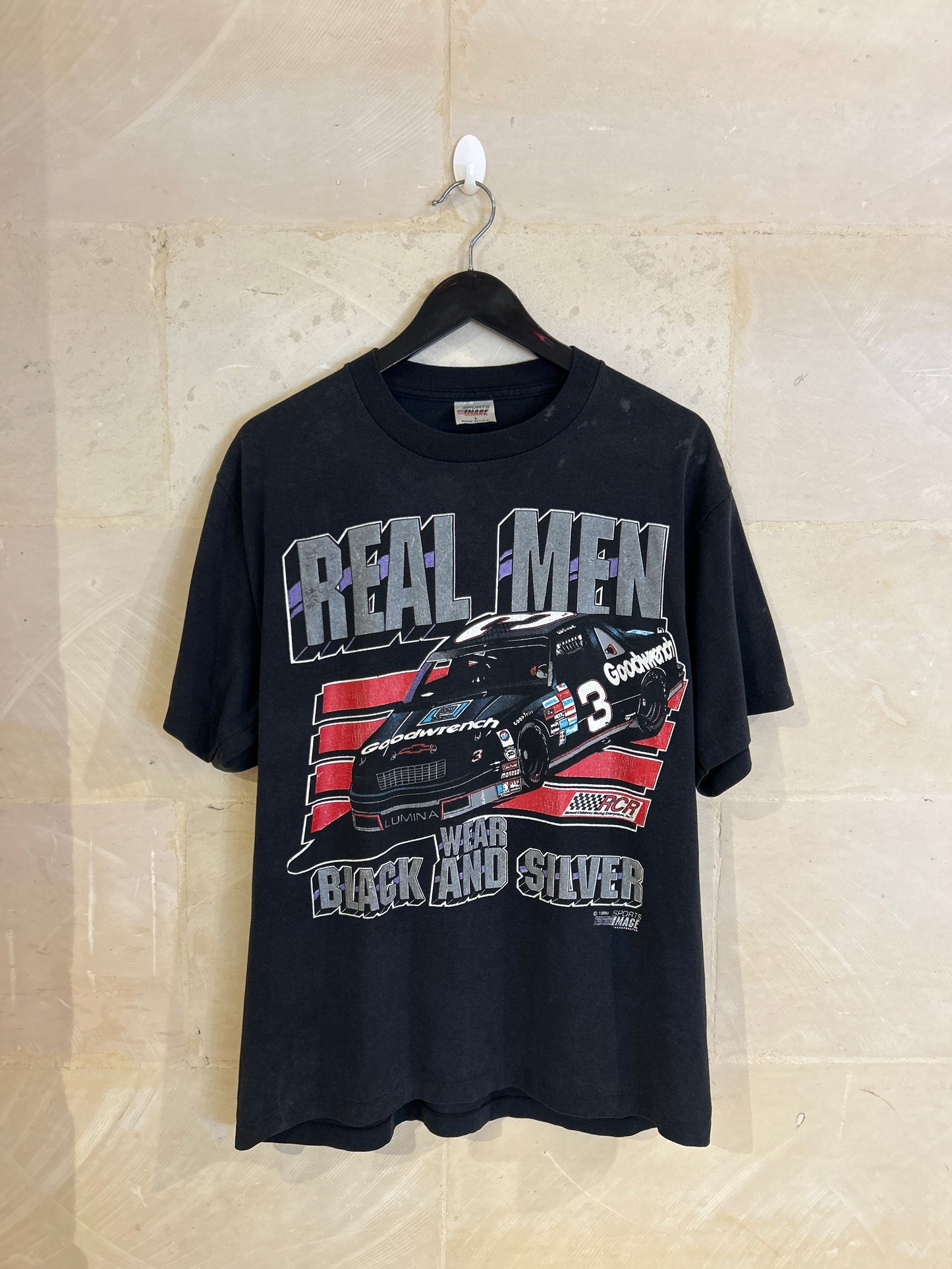 Real Men Car Tee (Large) Bleach Stains