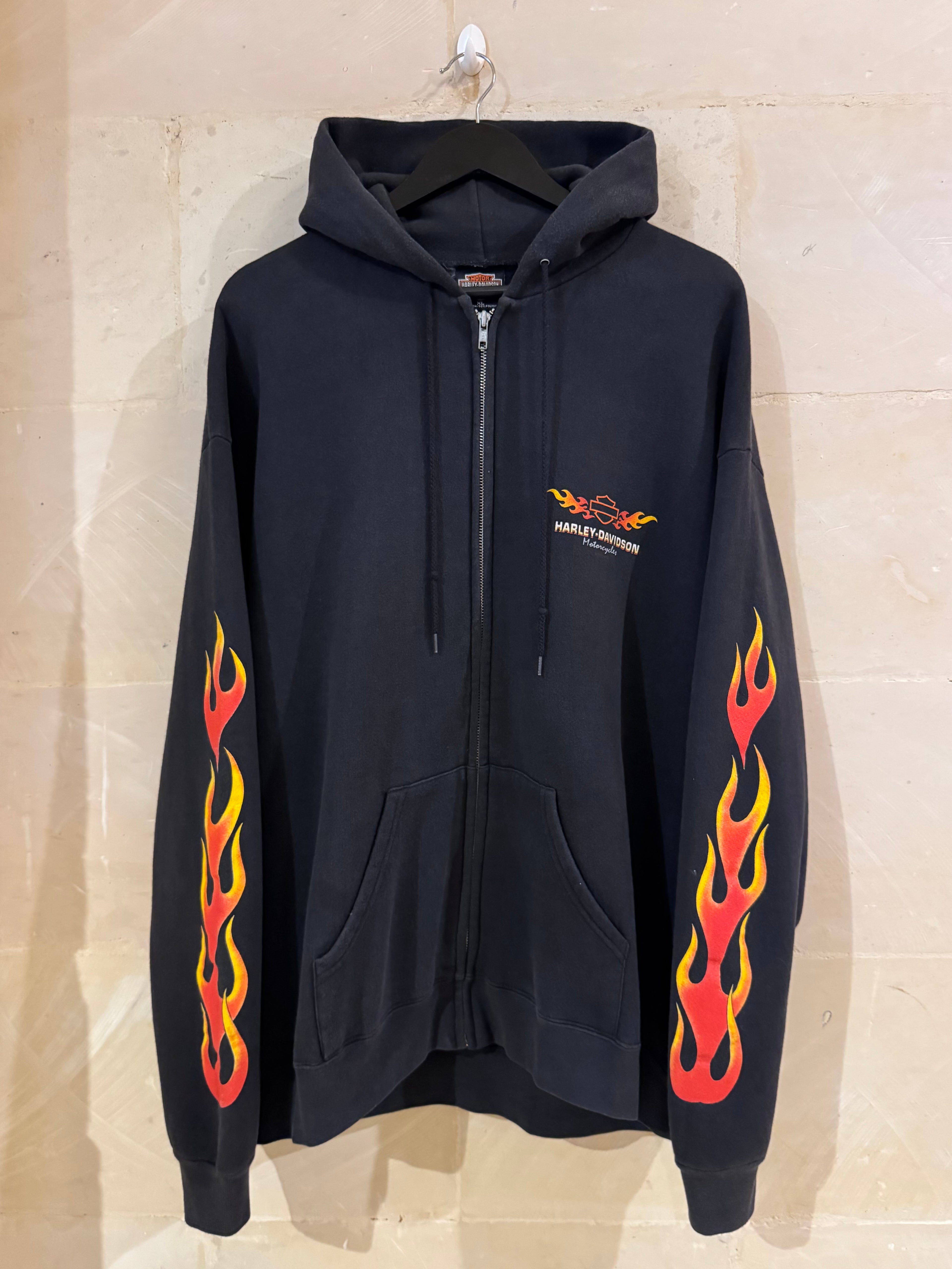 Vntg Harley Davidson Flames Hoodie (XL)