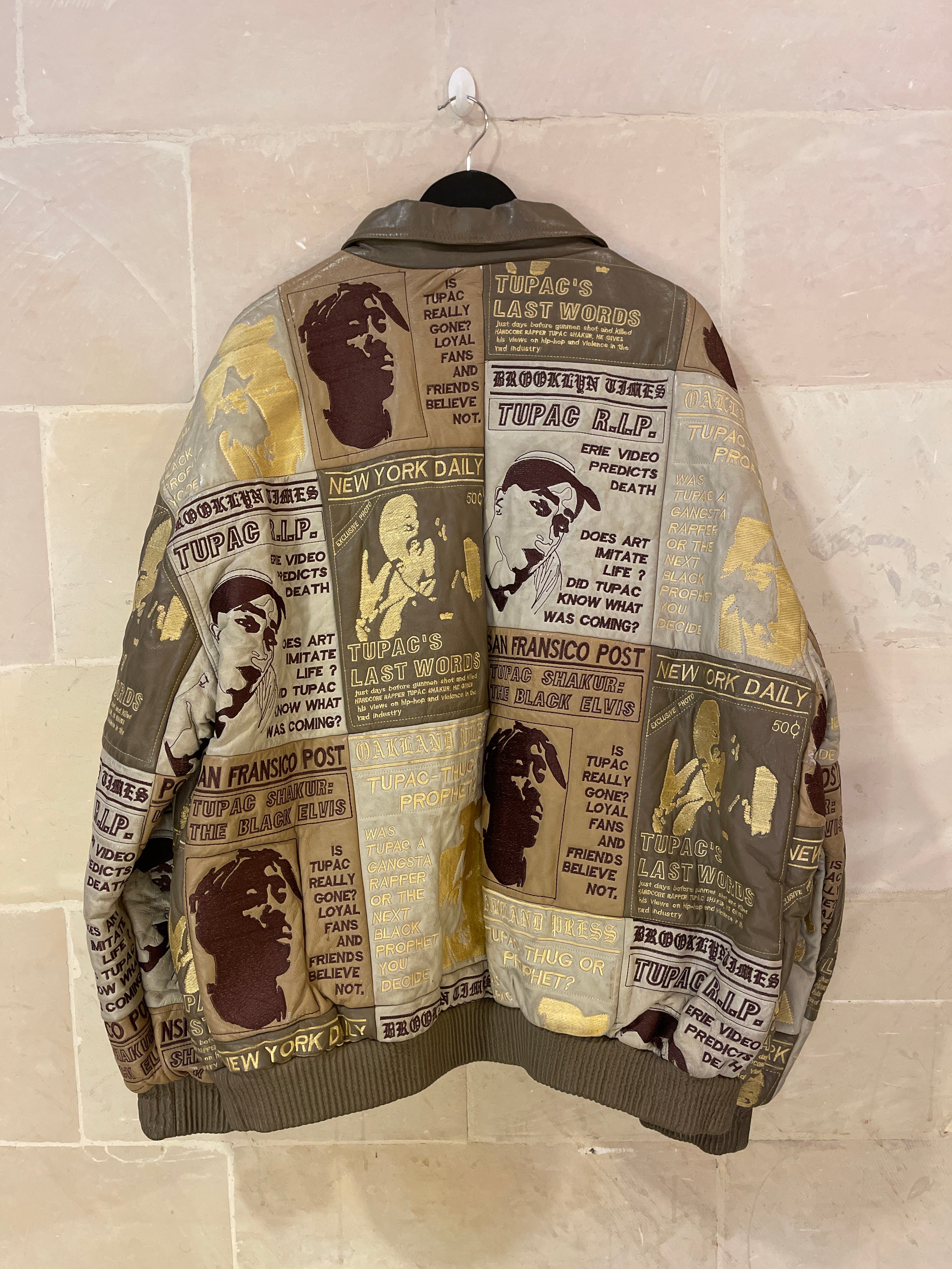 Vntg Tupac Leather Jacket (XXL)