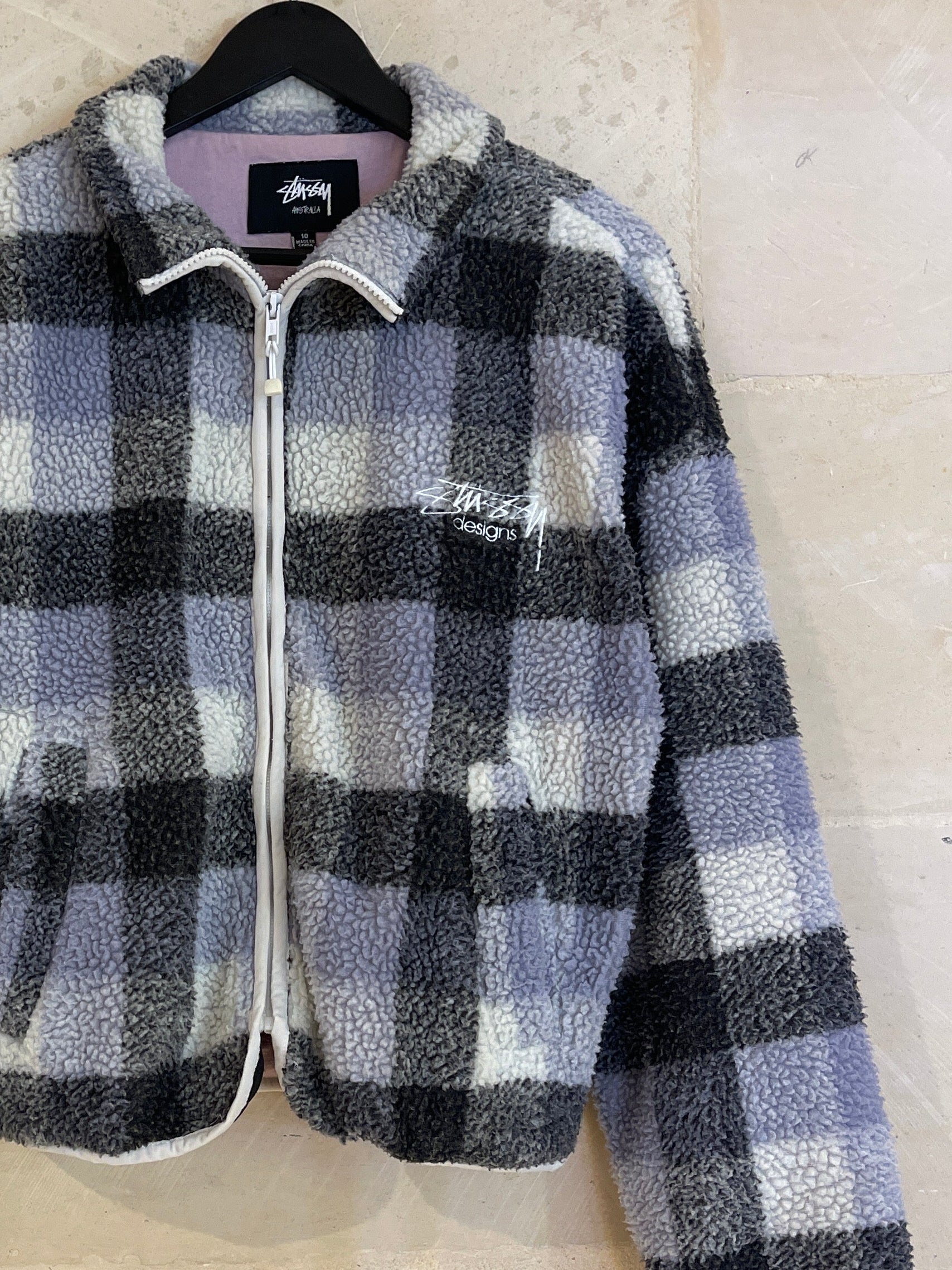 Stussy Full Zip Sherpa Jacket (Fits Small)