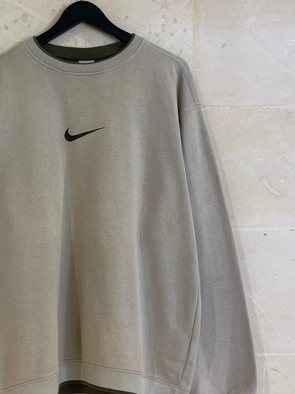 Vntg Nike Center Swoosh Sweatshirt Beige (Large)