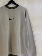 Vntg Nike Center Swoosh Sweatshirt Beige (Large)