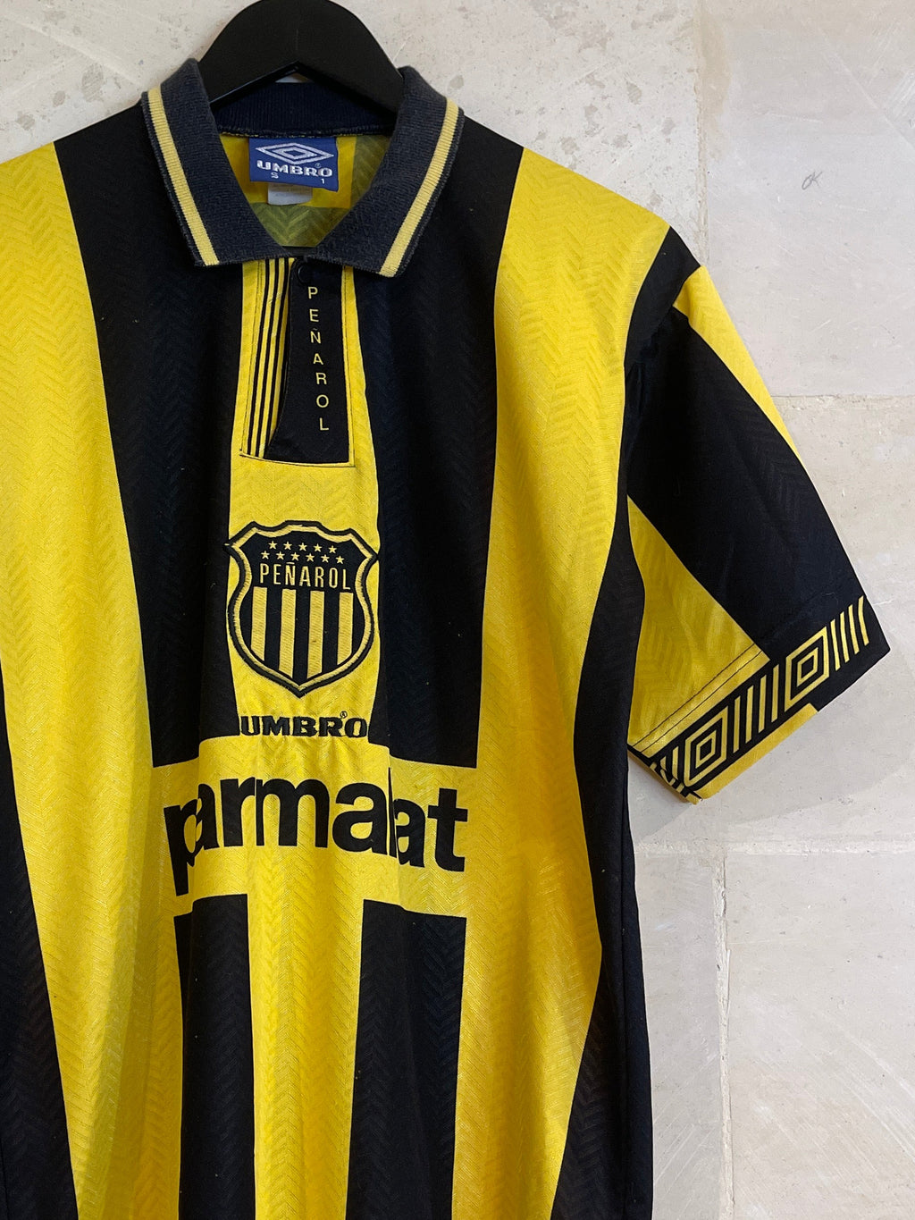 Vntg 1999-97 Peñarol Home Shirt With Parmalat Sponsor (Small)