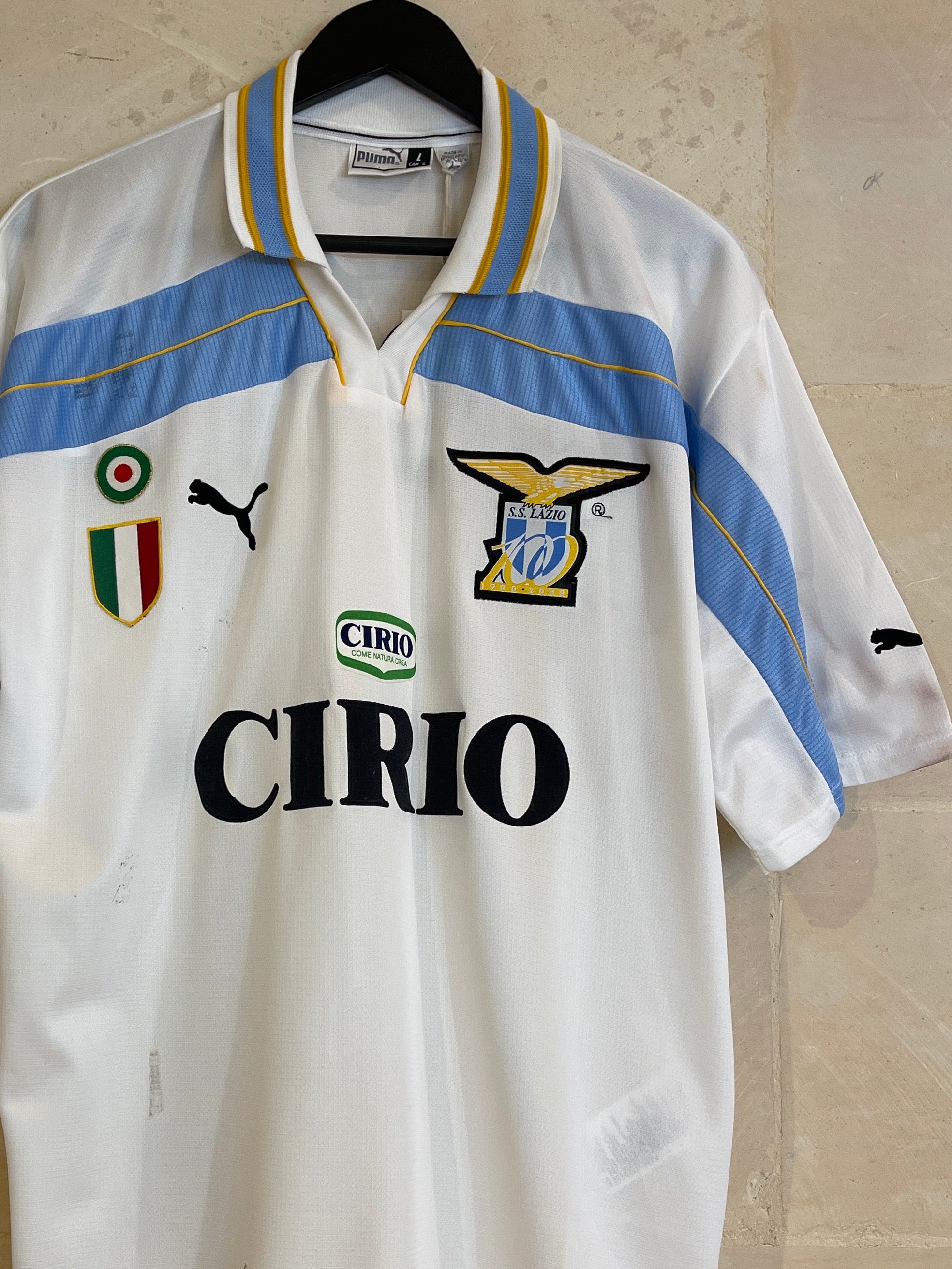 Vntg 1999-2000 S.S Lazio Centenary Home Shirts (Large)