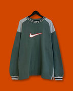 Vntg Nike Big Center Swoosh Gray-Green Sweatshirt (Large) ss