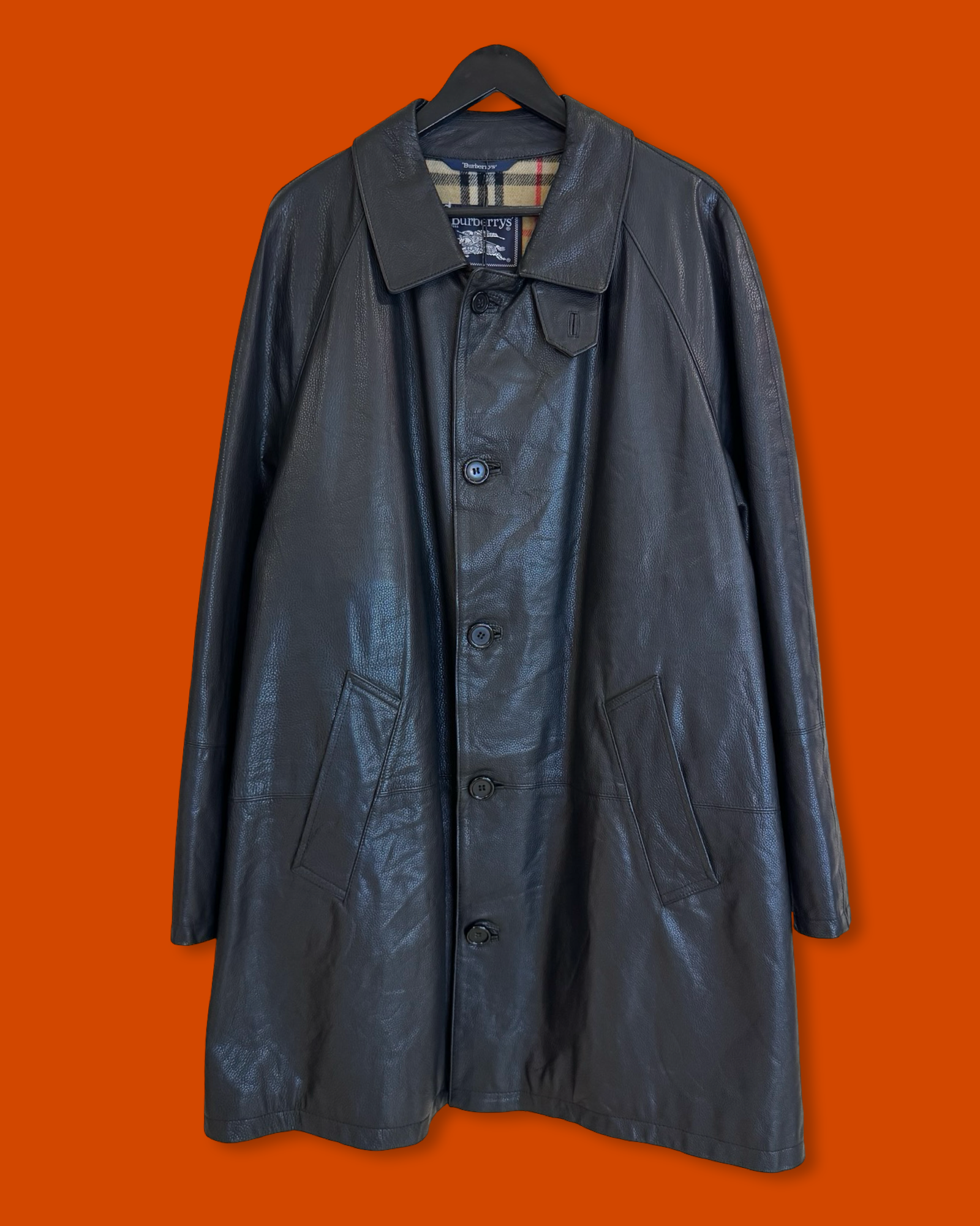 Vntg Burberry Leather Jacket (XL)