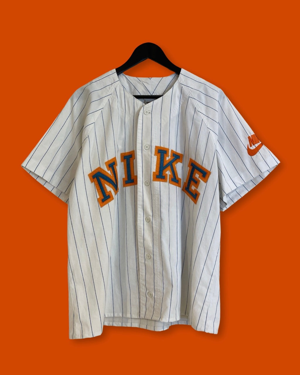 Vntg Nike Pin Stripe Baseball Jersey Tee (Large)