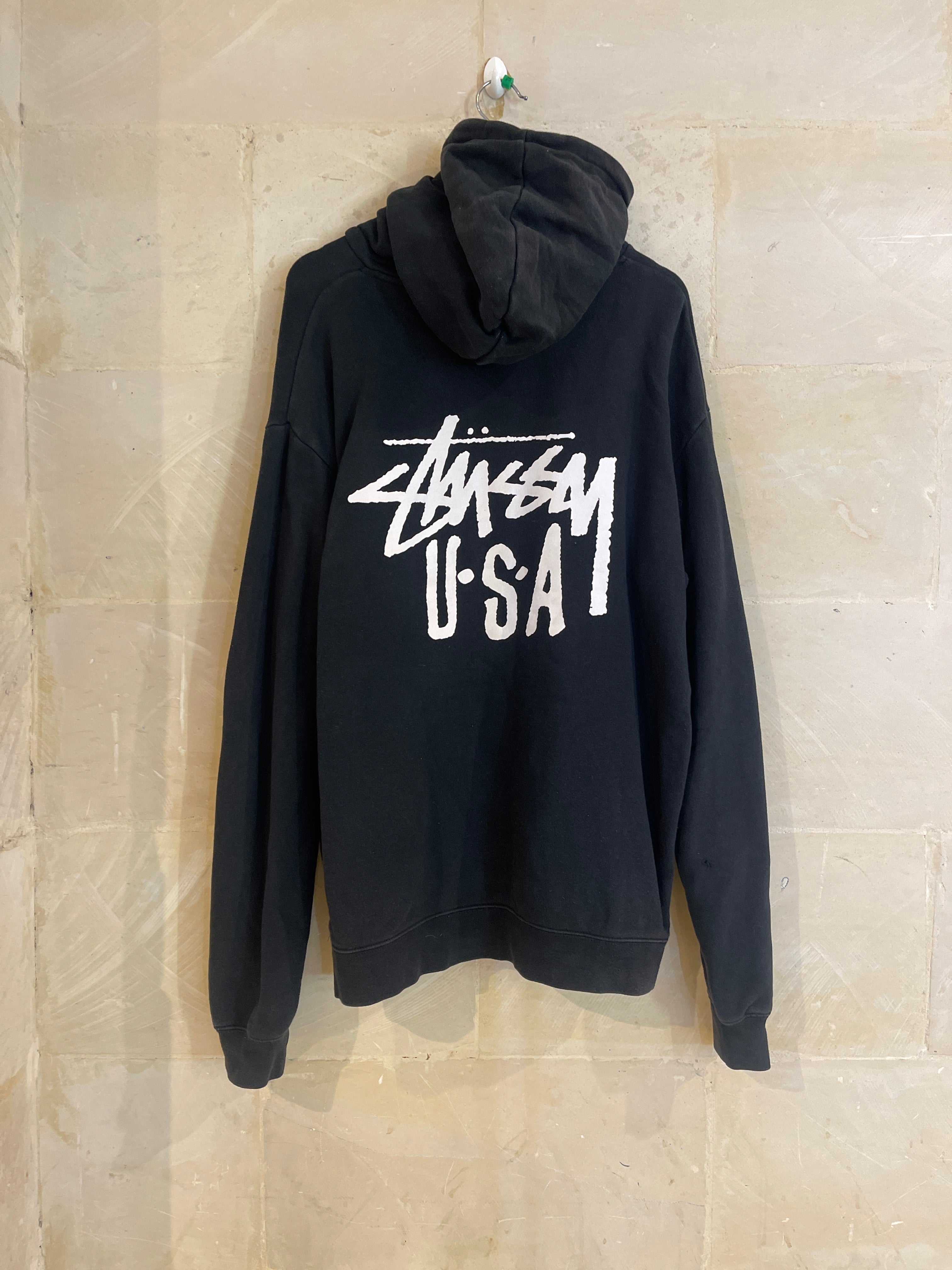 Stussy USA Black Hoodie Jacket (Large)