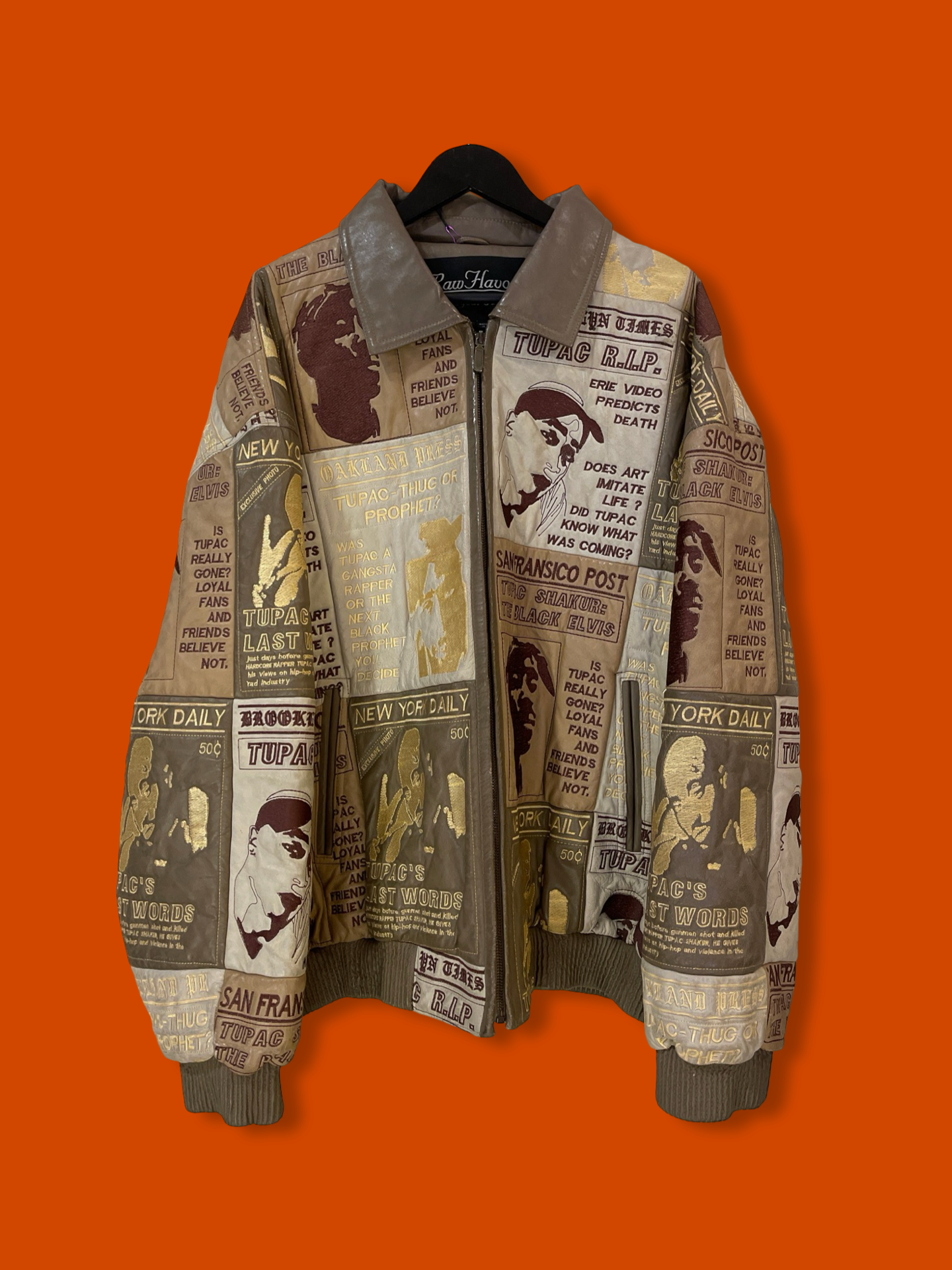 Vntg Tupac Leather Jacket (XXL)